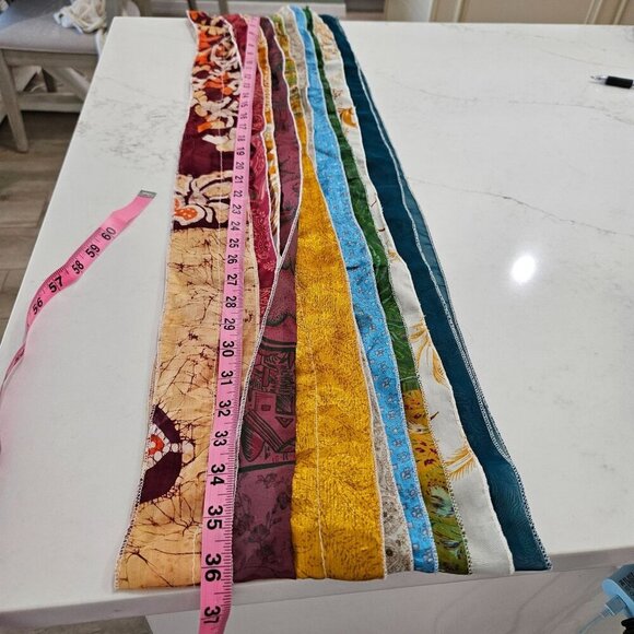 Handmade Patchwork Boho Scarf With Multicolor Strips Of Fabric - Picture 6 of 9